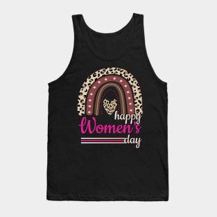 Women's Day Cute 8TH March Leopard Rainbow Tank Top